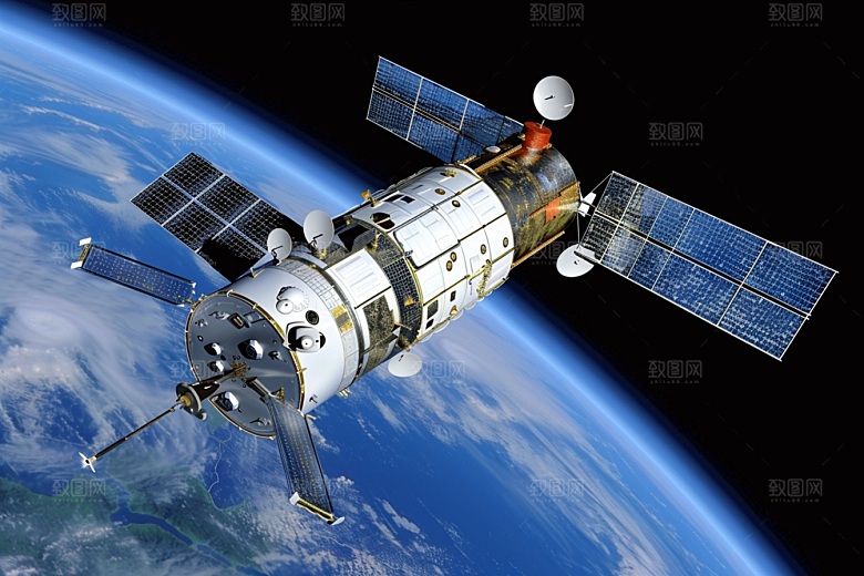 卫星空间站未来科技摄影图