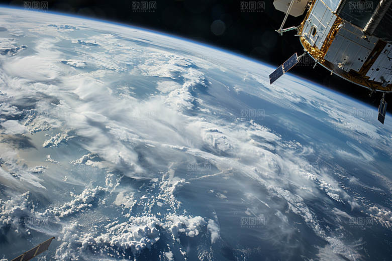 卫星空间站高清星辰大海摄影图