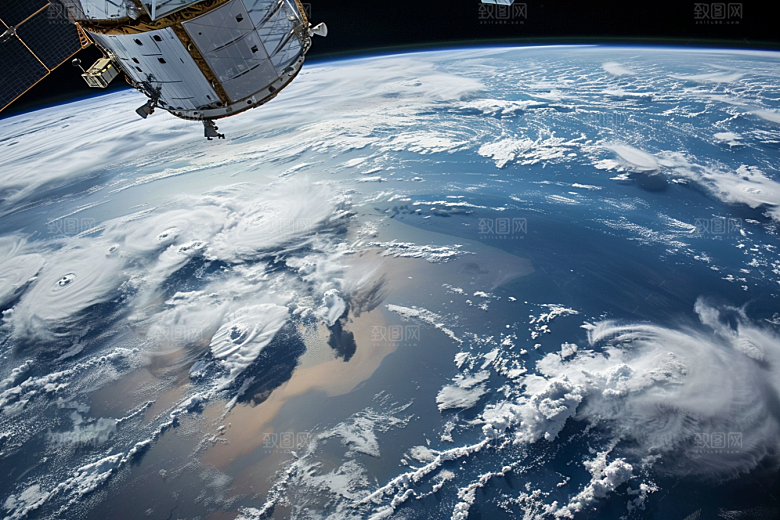 卫星空间站地球星空摄影图