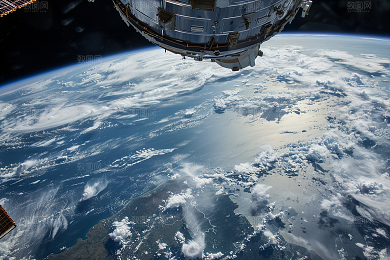卫星空间站宇航星辰大海摄影图
