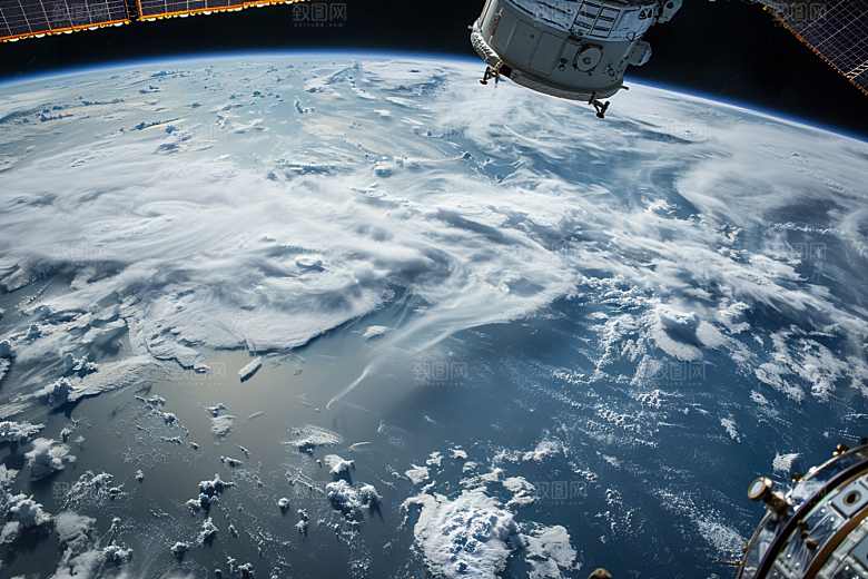 卫星空间站星空太空摄影图