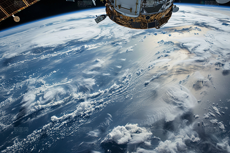 卫星空间站宇宙星辰大海摄影图