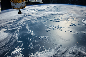 卫星空间站航天日星辰大海摄影图