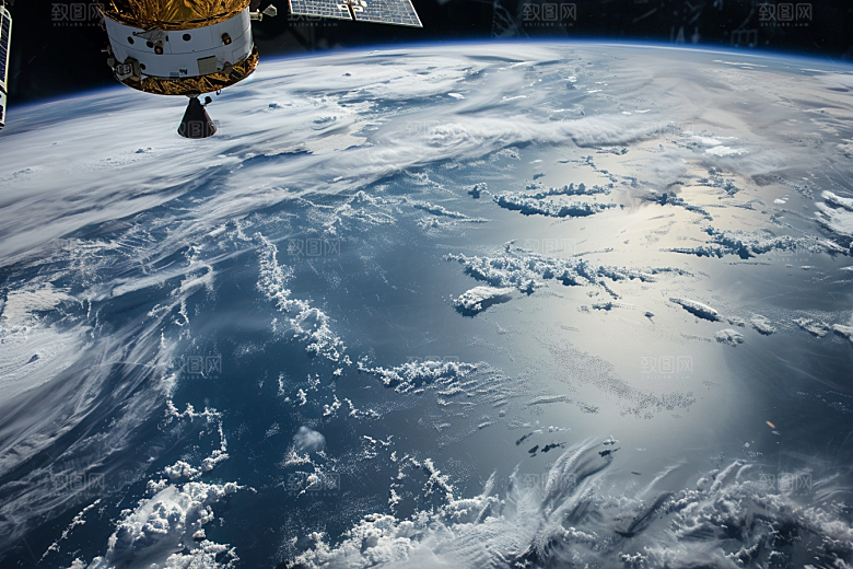 卫星空间站航天日星辰大海摄影图