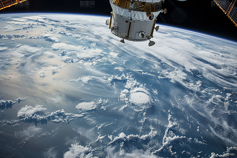 卫星空间站星辰大海地球摄影图
