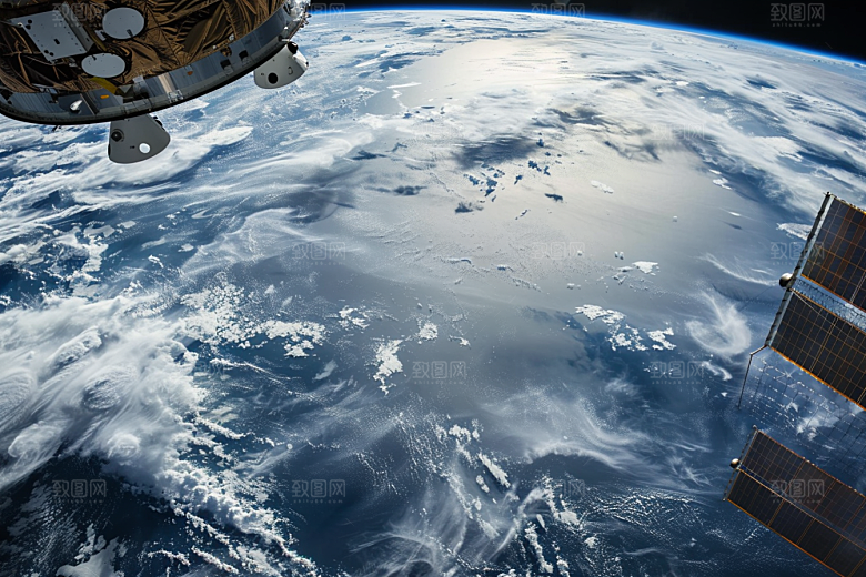 卫星空间站星辰大海星球摄影图