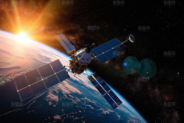 卫星空间站星辰大海宇宙摄影图