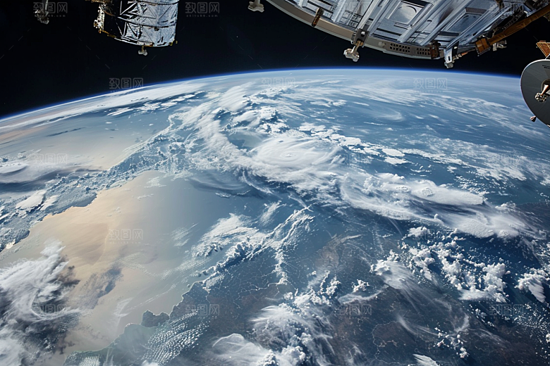 卫星空间站星空星辰大海摄影图