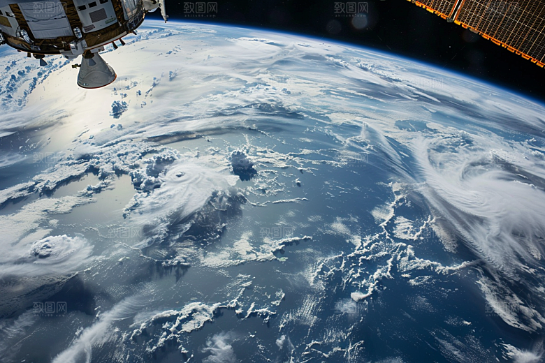 卫星空间站星空航天日摄影图