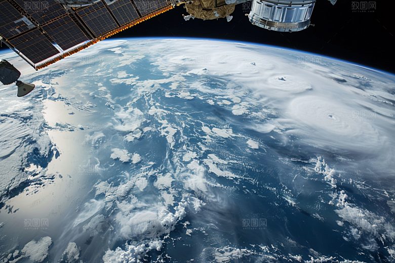 卫星空间站星球星辰大海摄影图