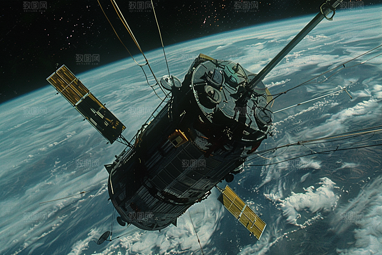 卫星空间站星空太空摄影图