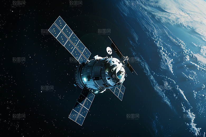 卫星空间站宇航星辰大海摄影图