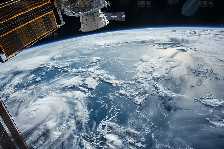 卫星空间站太空航天日摄影图