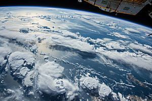 卫星空间站星辰大海太空摄影图