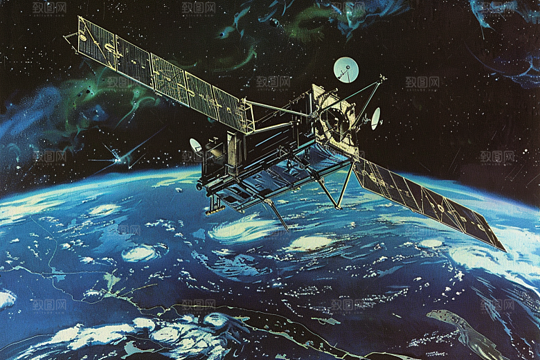 卫星空间站星辰大海星空摄影图