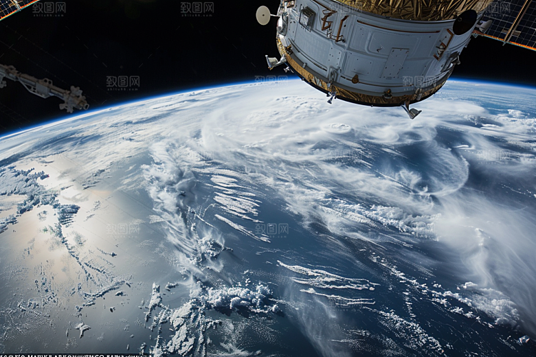 卫星空间站宇宙星辰大海摄影图