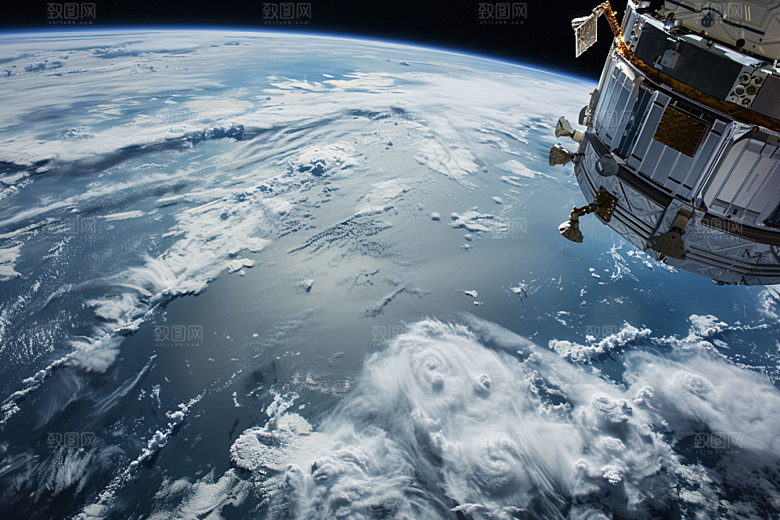 卫星空间站星辰大海太空摄影图