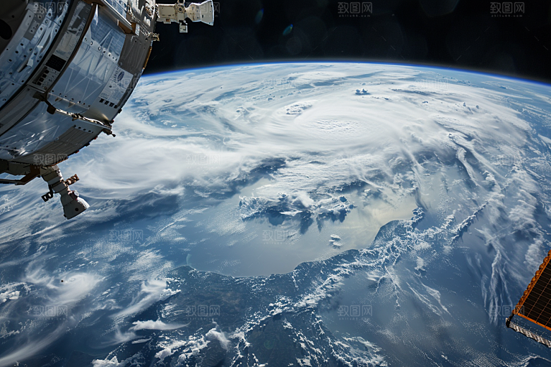 卫星空间站宇宙星辰大海摄影图