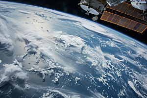 卫星空间站地球太空摄影图