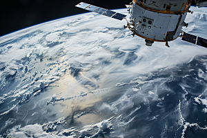 卫星空间站宇宙航天日摄影图