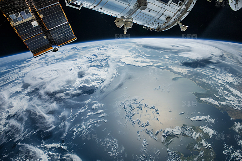 卫星空间站星辰大海太空摄影图