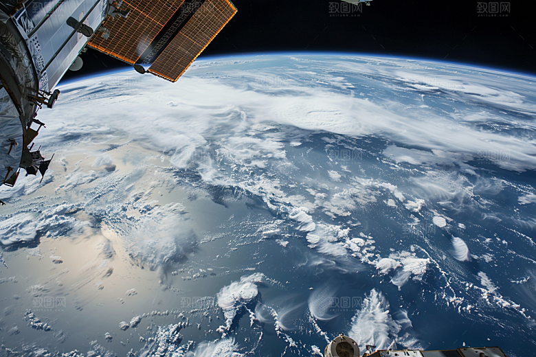 卫星空间站星辰大海太空摄影图
