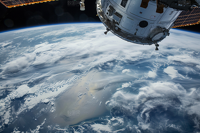 卫星空间站星辰大海宇宙摄影图