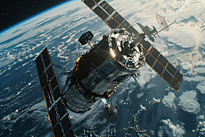 航天卫星空间站航天日摄影图