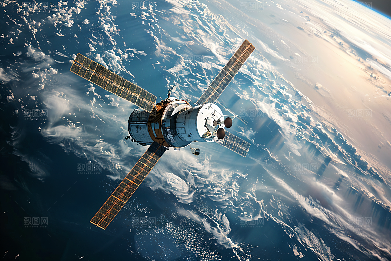 航天卫星宇宙空间站摄影图