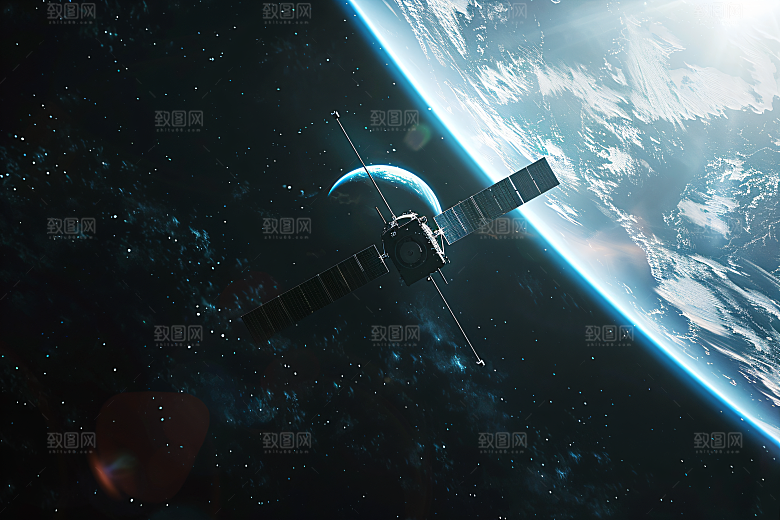 航天卫星星空空间站摄影图