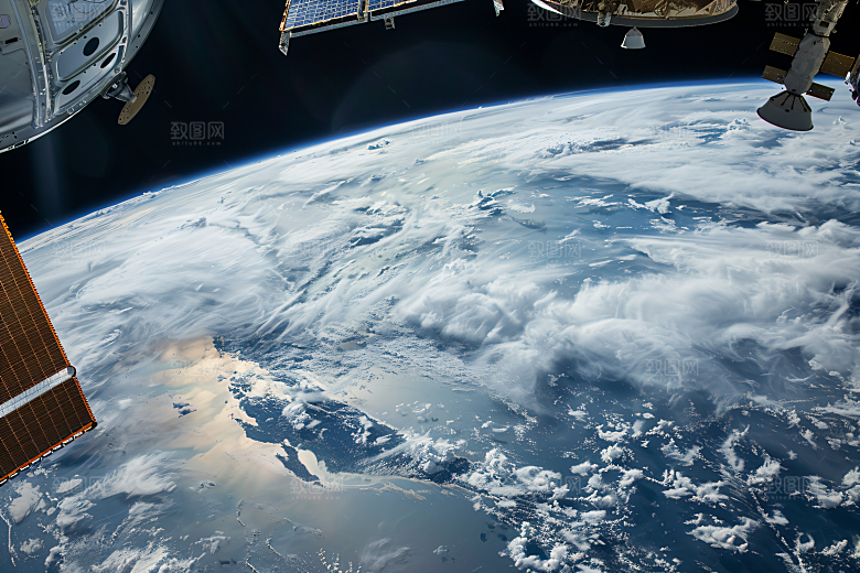 航天卫星太空星辰大海摄影图