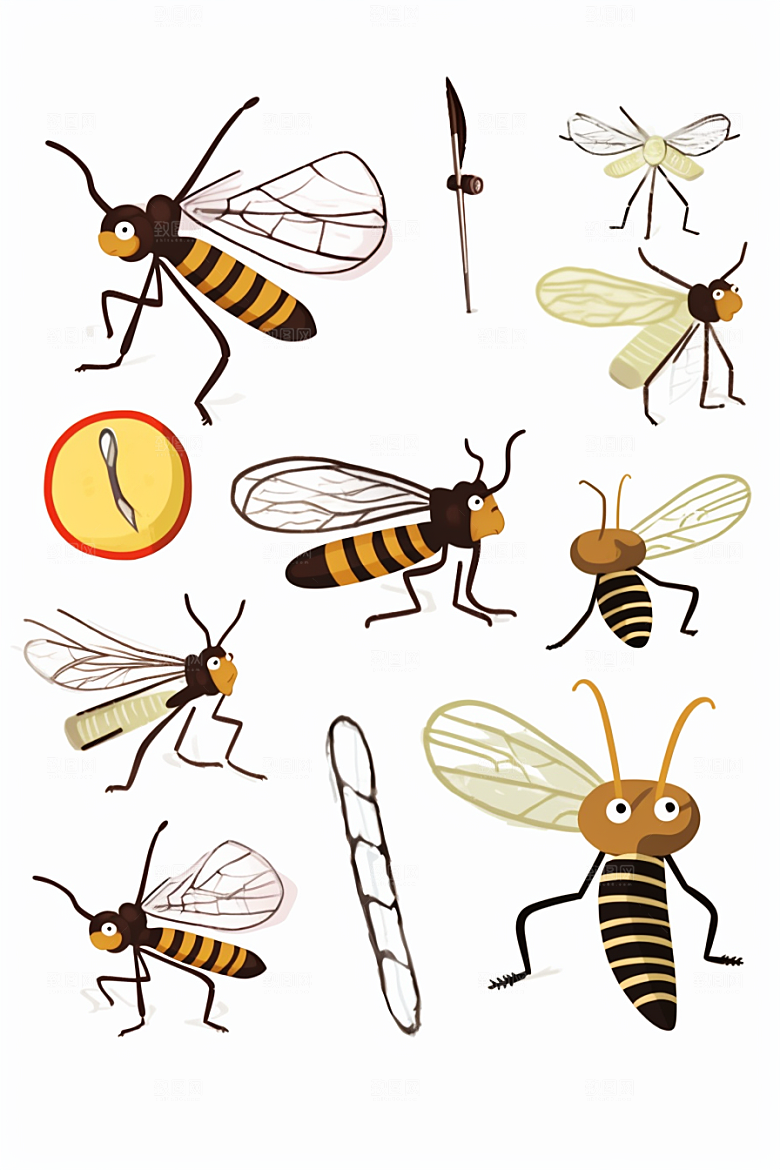 卡通驱蚊止痒夏天插画