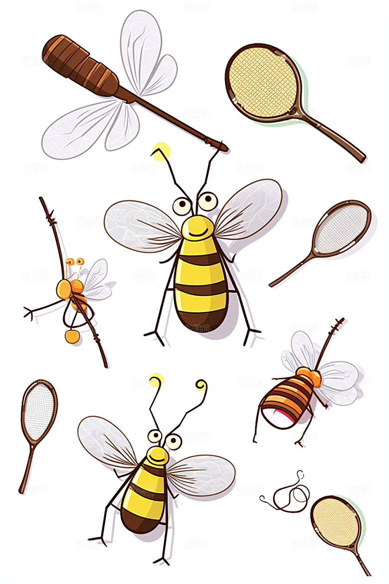 卡通驱蚊手绘夏天插画