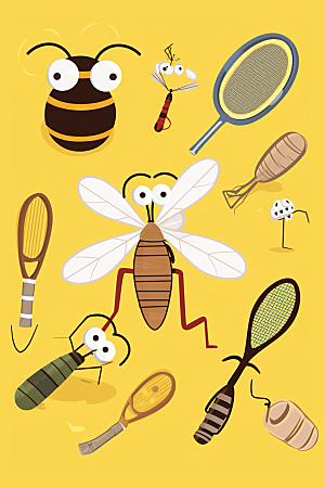 卡通驱蚊夏季蚊虫插画