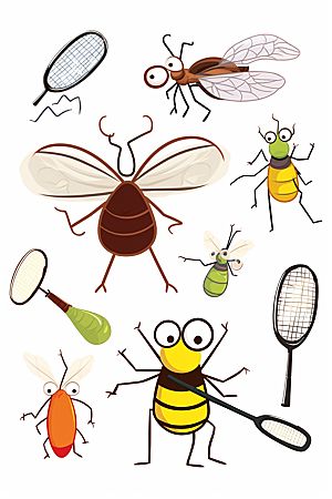 卡通驱蚊蚊子夏季插画