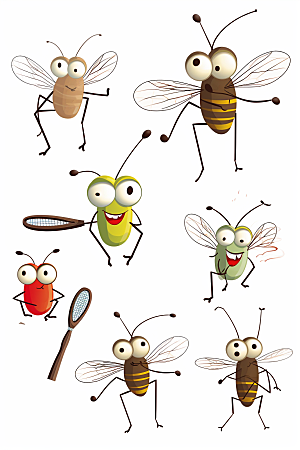 卡通驱蚊避蚊蚊子插画