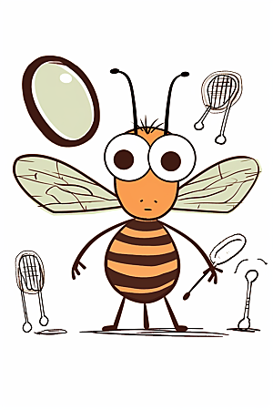卡通驱蚊蚊虫手绘插画