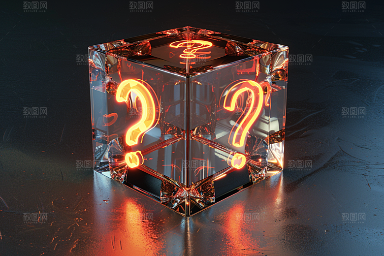 问号盒子立体质感模型