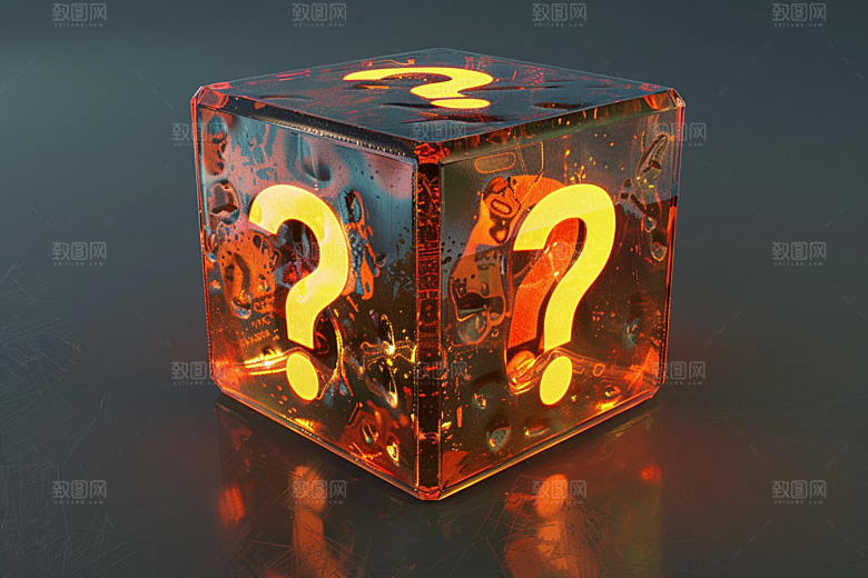 问号盒子质感道具模型
