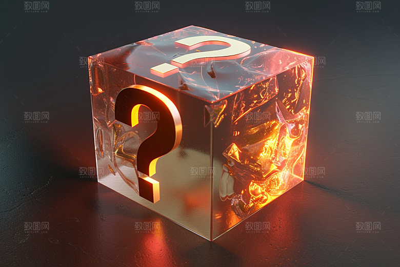 问号盒子立体质感模型
