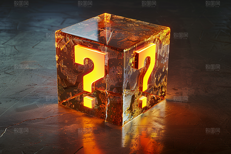问号盒子立体质感模型
