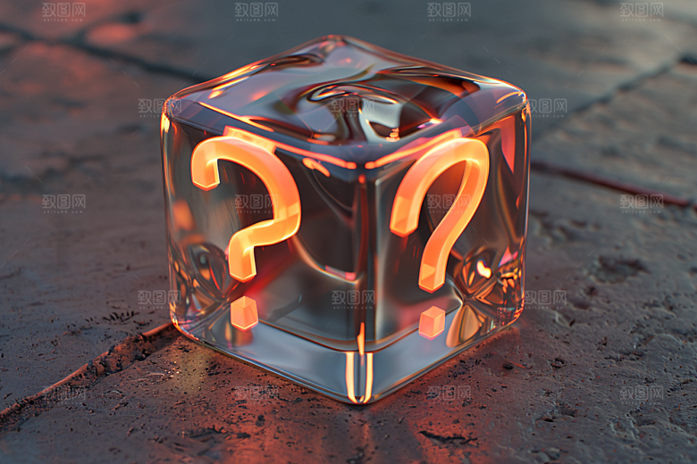 问号盒子立体质感模型