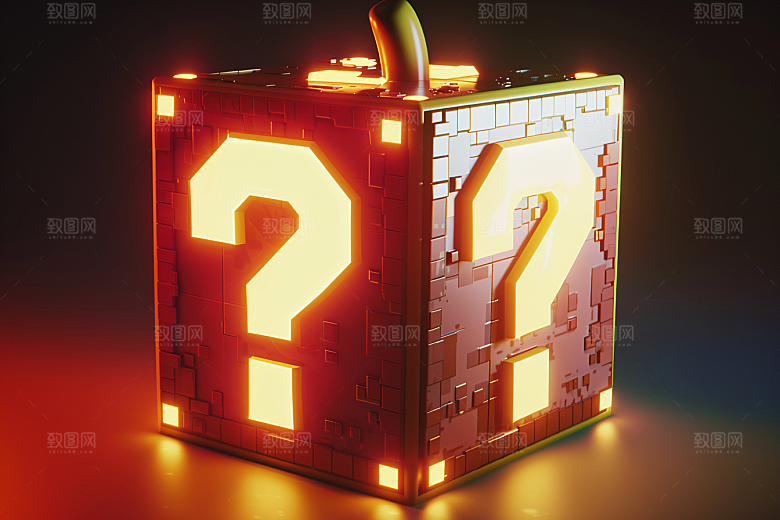 问号盲盒立体游戏模型