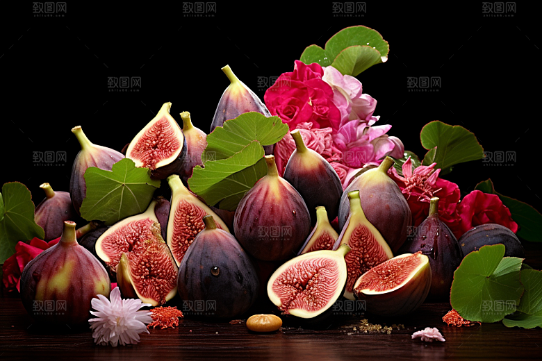 无花果美食糖包子摄影图