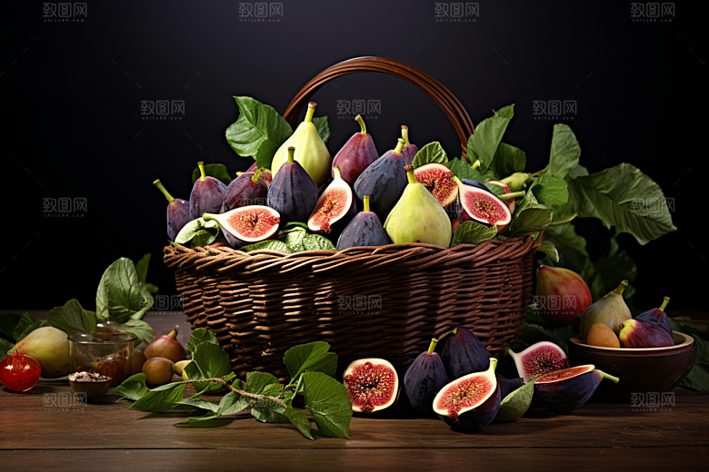 无花果糖包子美食摄影图