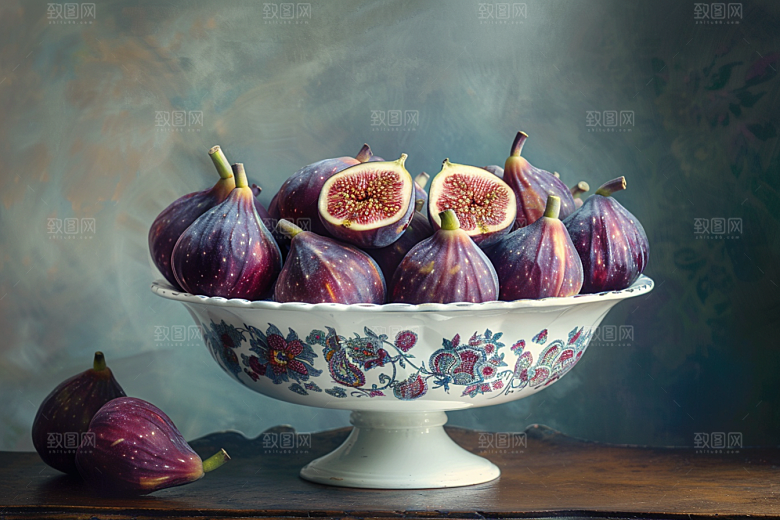 无花果糖包子美味摄影图