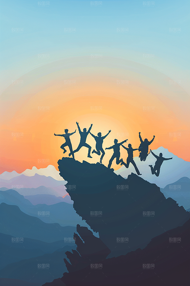 青年人剪影人物青春素材