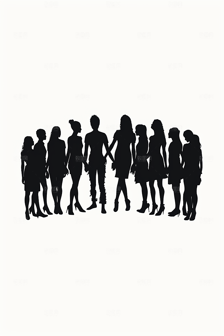 青年人剪影青春人物素材