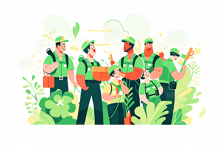 扁平风工人肖像休闲致敬劳动者插画