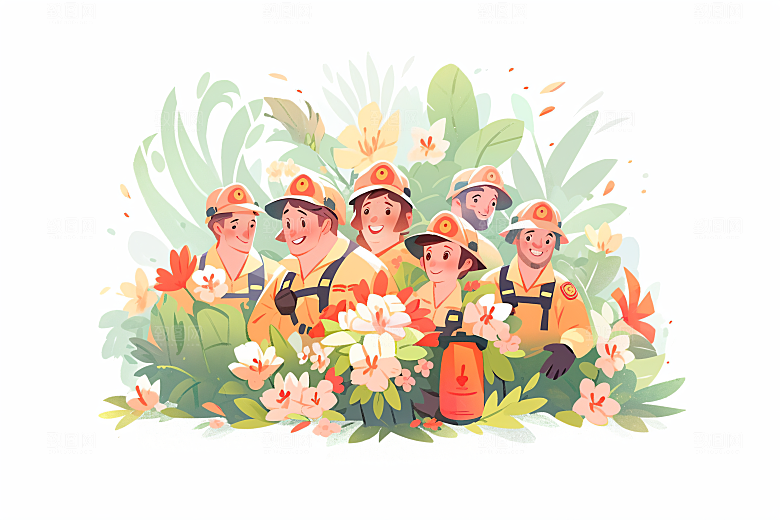 扁平风工人肖像卡通工作插画